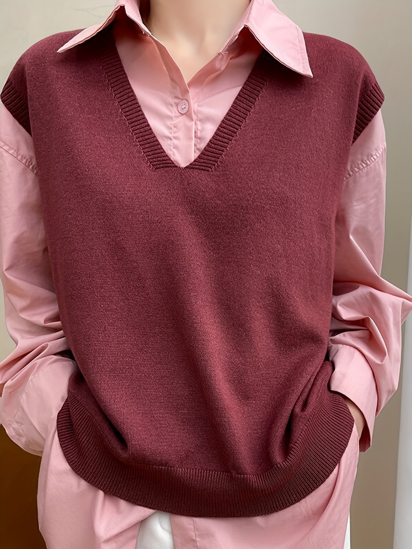 Cozy Womens Solid Knitted Sweater Vest - Soft V Neck Sleeveless Top For Chic Fall & Winter Layering - Versatile Casual Style