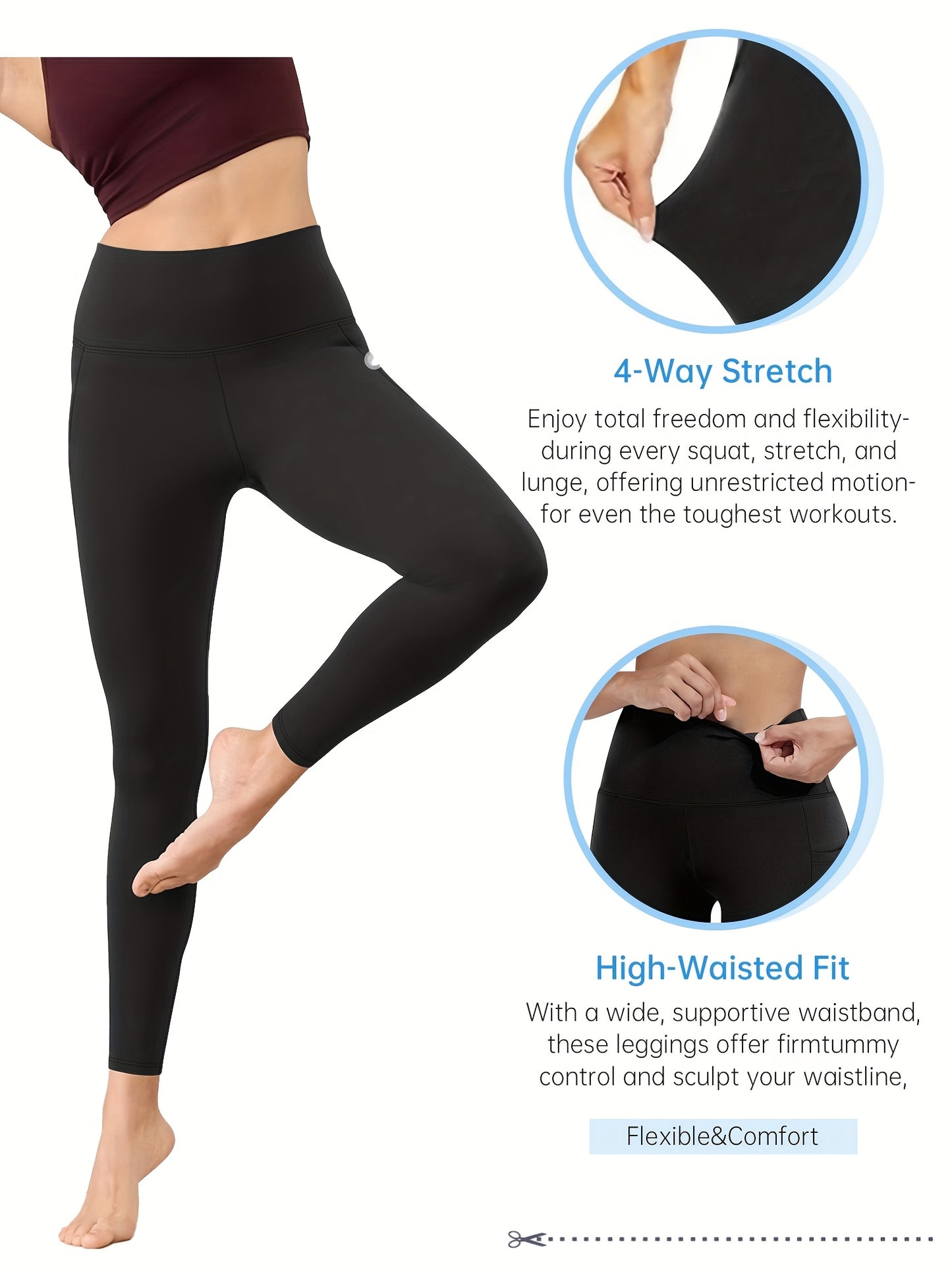 Women's Yoga Pants, High-Waist Stretchy Tummy Control Leggings, Breathable Athletic Pants for Fitness, Cycling, and Yoga, Suitable for Outdoor Sports