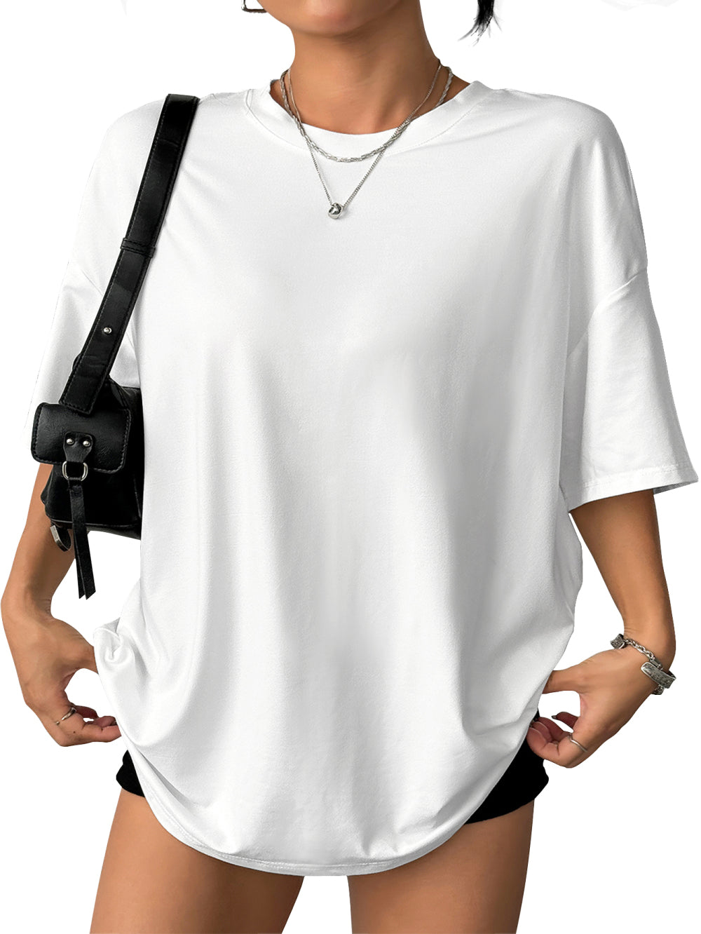 Plus-Size Casual Fashion Printed T-Shirt, Trendy Women'S Base Shirt, Suitable for Daily Outings, Full Of, All-Season Wear, Comfortable Fit. Women'S T-Shirt with Funny Print "Everything Hurts, I'M Hungry", Casual Round-Neck Shirt