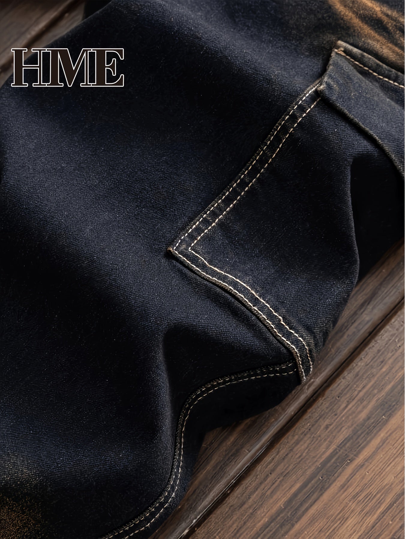 HME Men's Color Block Denim Pants, Gradient Multi-Pocket Jeans, Trendy Two-Tone Washed Street Style Versatile Jeans, Mid-Rise Stretch Slim Fit Classic Five-Pocket Design, All-Season Wear, Elastic Fabric Suitable for Machine Wash, Built-in YKK Zipper