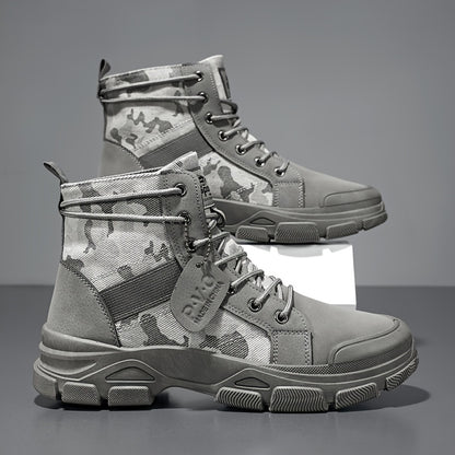 [Tactical Boots for Men] ZHENYUEZU Men's Tactical Boots - Durable PU & Fabric Upper, Non-Slip PVC Outsole | All-Season Beige/ Camouflage Colorway, Lace-Up Closure for Hiking, Hunting, Everyday - Outdoor Boots, Camouflage Boots, Hiking Footwear