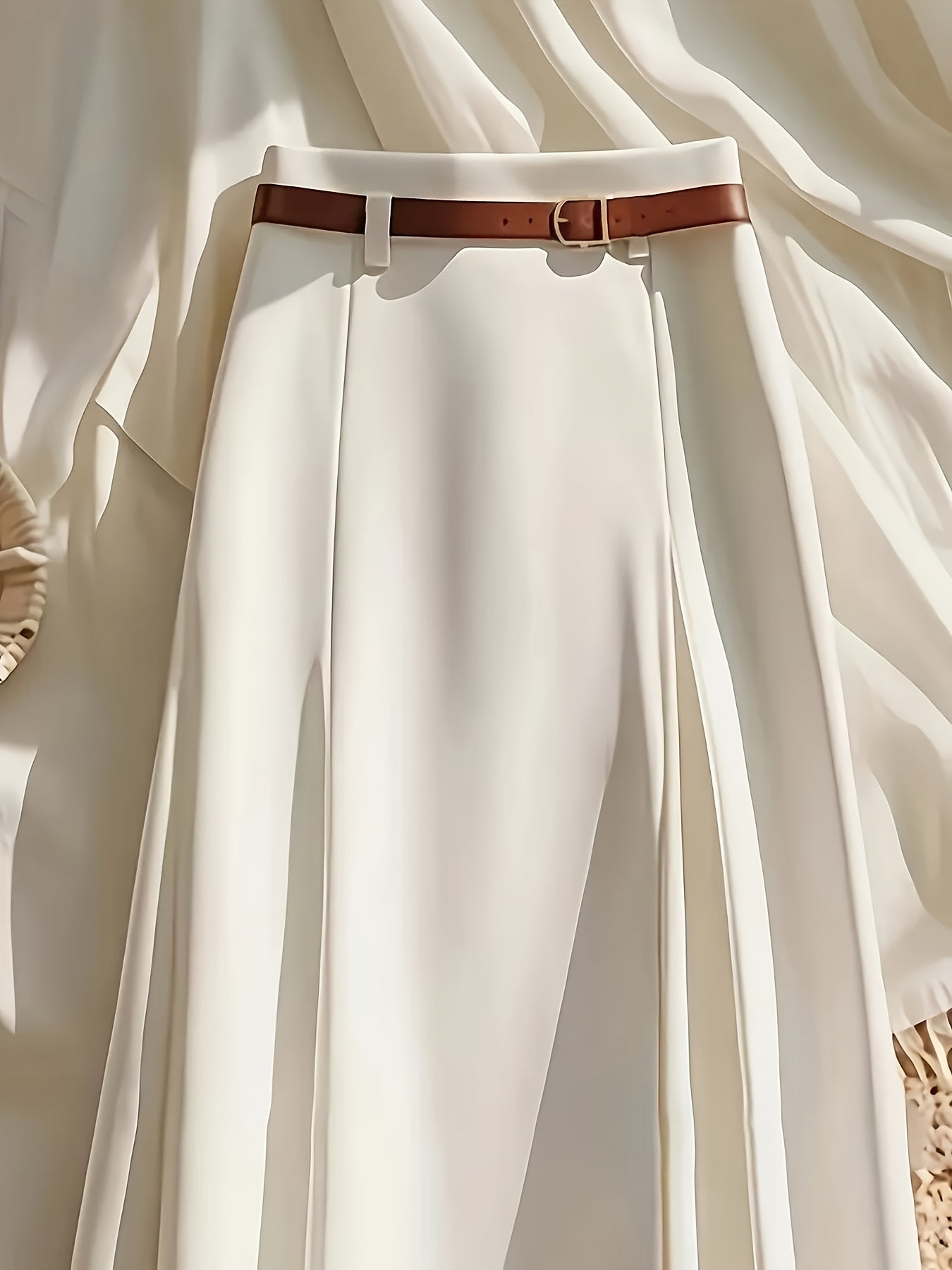 Women's Ivory White Polyester Slim-Fit Skirt - product view 11