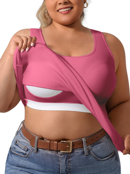 Plus Size - Directional Development Vest Big U Beauty Back 2-In-1 Comes with Coasters Pit Ribbed Base Vest to Wear Outside