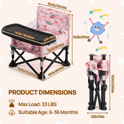 Portable Baby Chair - Foldable Tray Camping Seat