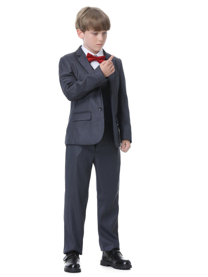 NIMBLE Boys Formal Suit Set Jacket Vest Trousers 3pcs 3-13Y Children Party Clothes Host Wedding Available In Four Colors Blue Black Khaki Navy Blue