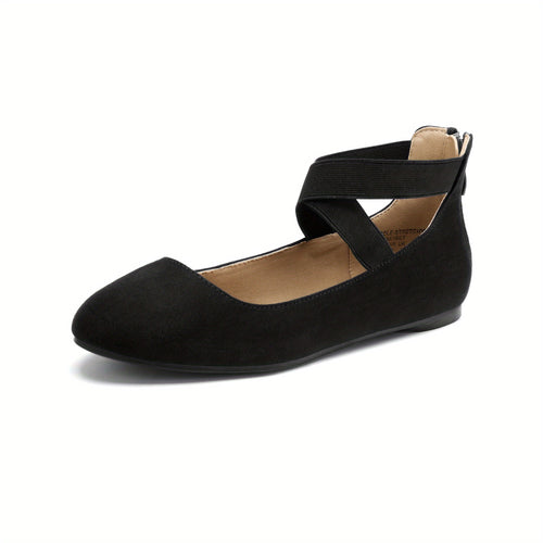 Women'S Slip-On Flats with Elastic Ankle Strap - Cushioned Insole & Non-Slip TPR Sole - All-Day Comfort Shoes for Women, Office, Parties, Everyday - Black Flats - Ideal Gift for Women & s, Office Footwear, Sleek Design, Durable Construction, Professional