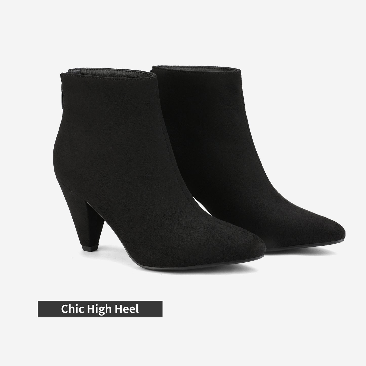 Women's Pointed Toe Ankle Boots High Heel Booties Fashion Zipper Dress Boots