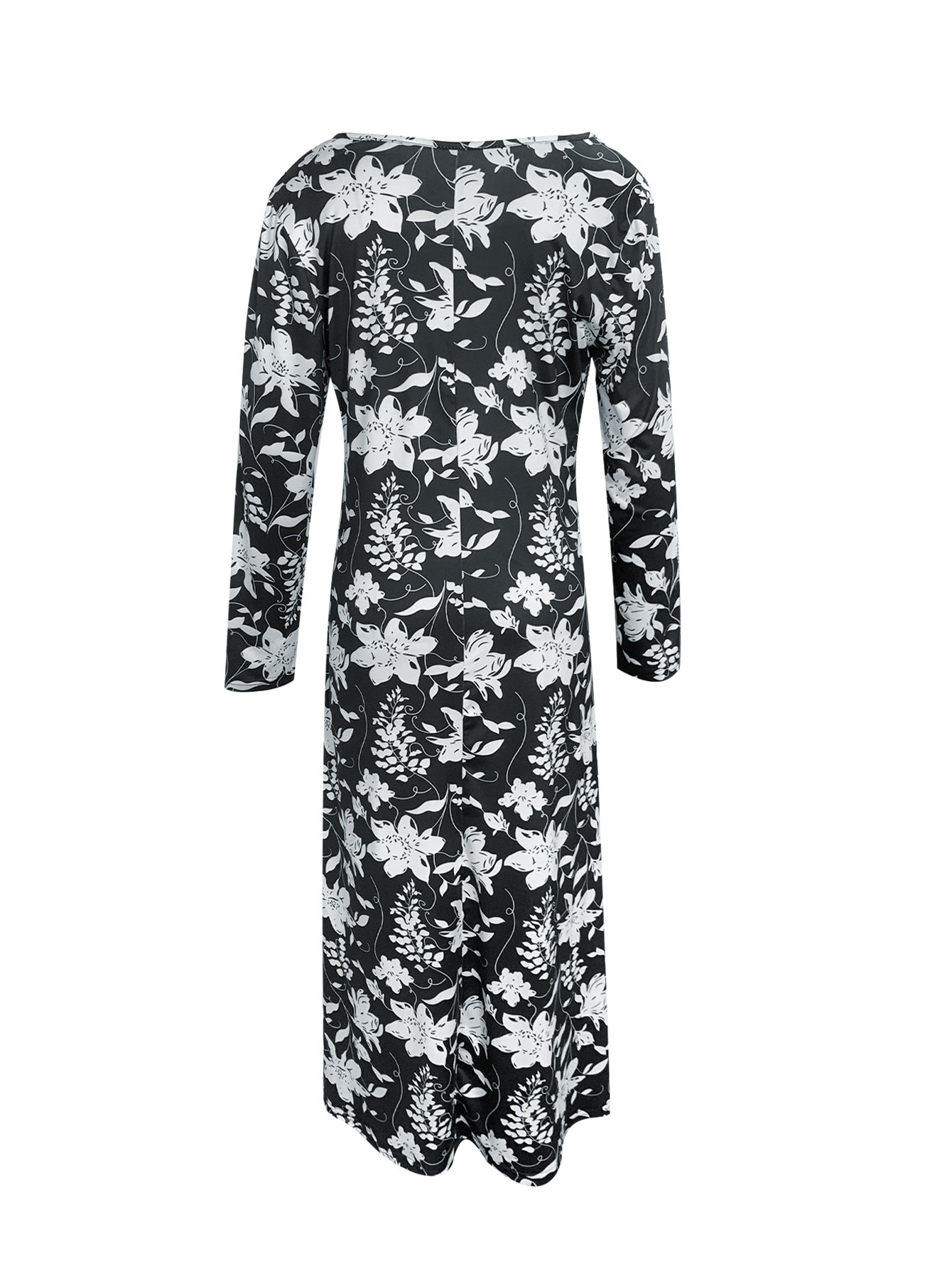 Spring, Summer, Autumn Small Floral Holiday V-neck Women's Thin Elegant Long Dress