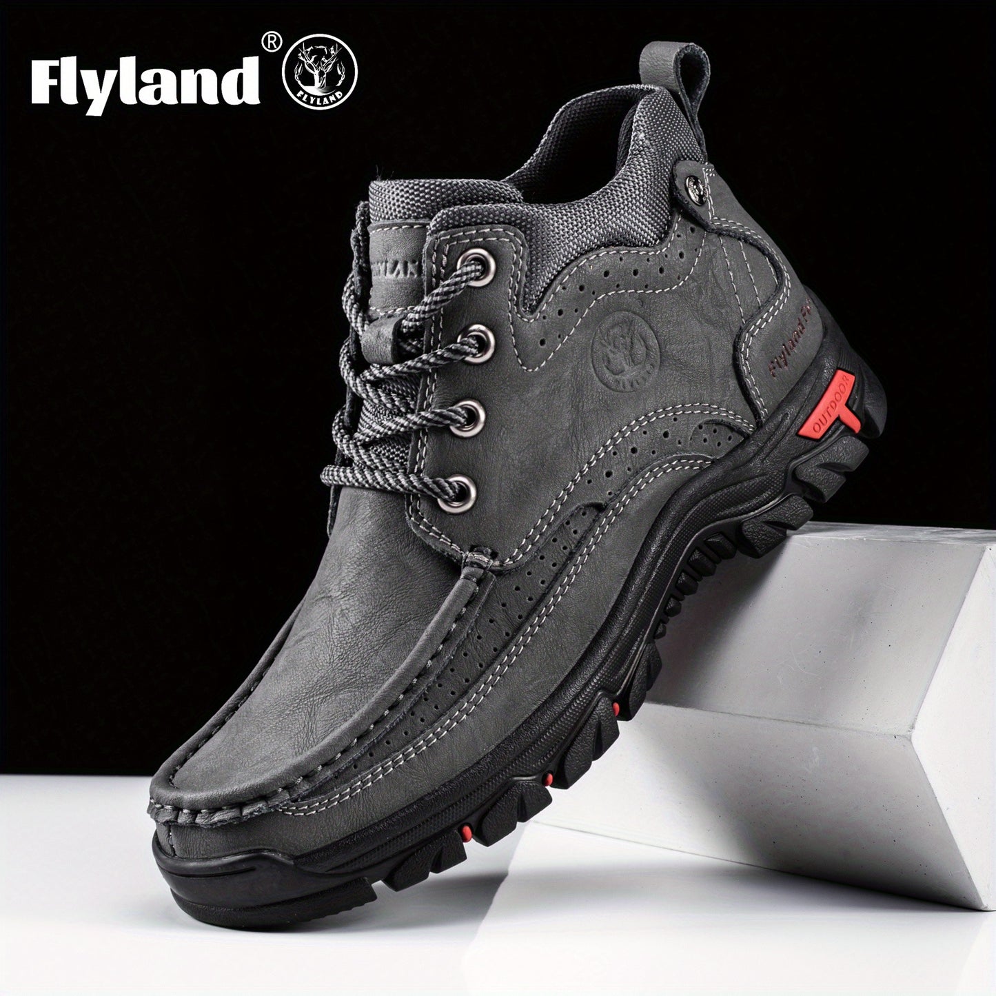 FLYLAND Men'S Fashion Vintage Classical Genuine Faux Leather Handmade Chukka Boots Daily Casual Work Office Shoes