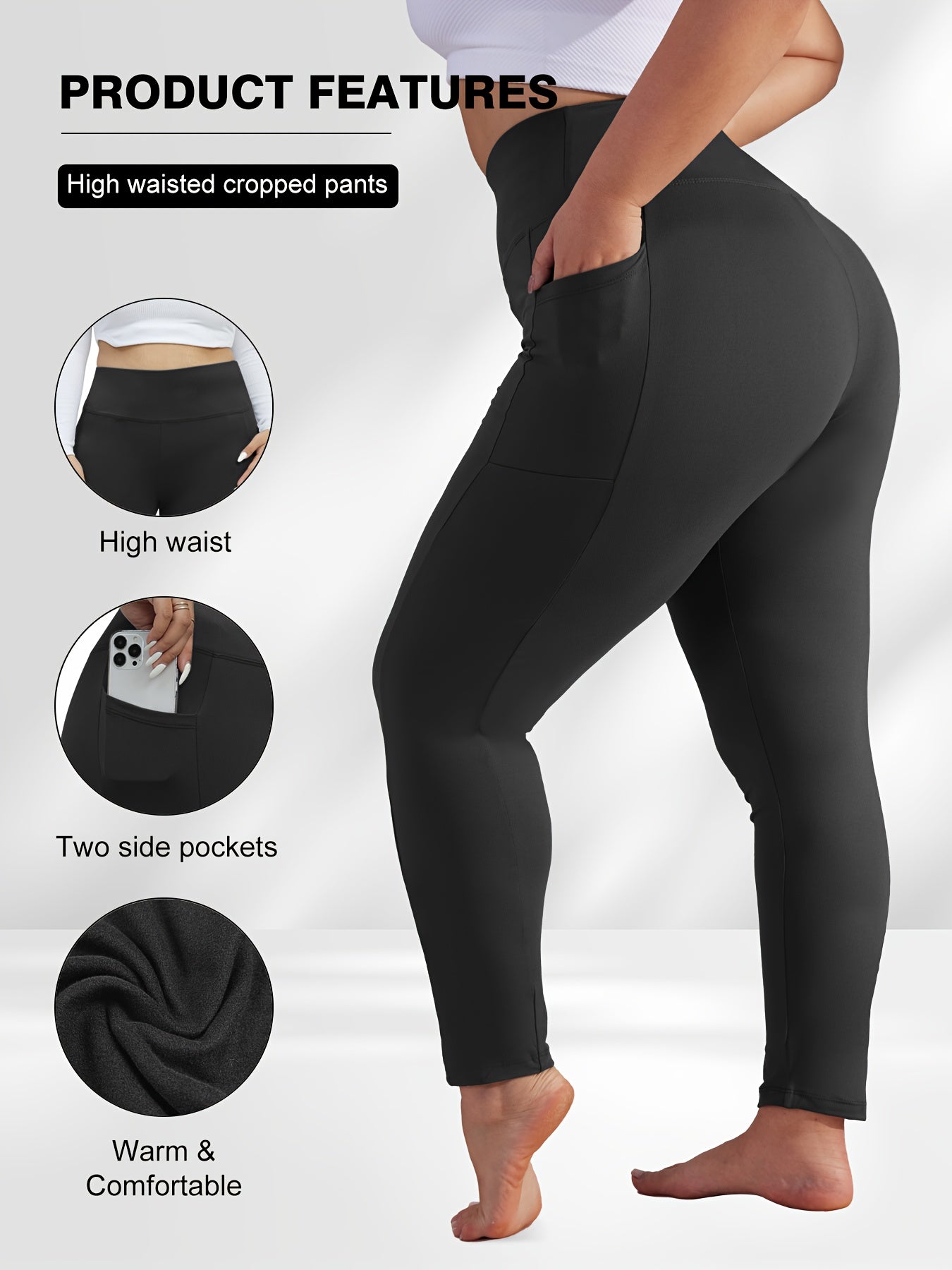 Dark Gray Polyester High-Waist Oversized Pants - product view 27