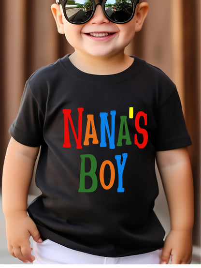 Boys Cotton T-shirt "Nana's Boy"Print for Comfortable And Casual Round Neck Short Sleeves