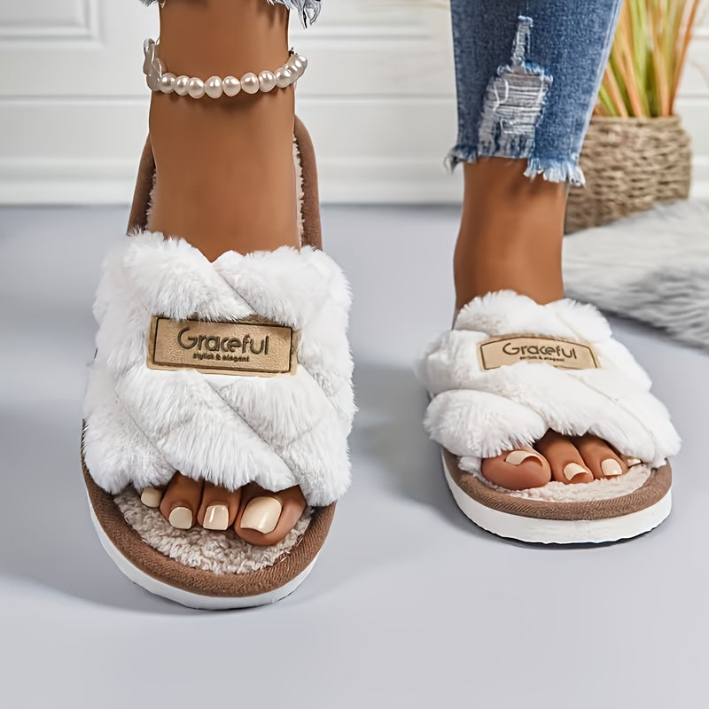 Women's Slippers - Non-Slip Sole Plush Lined for Cold Weather