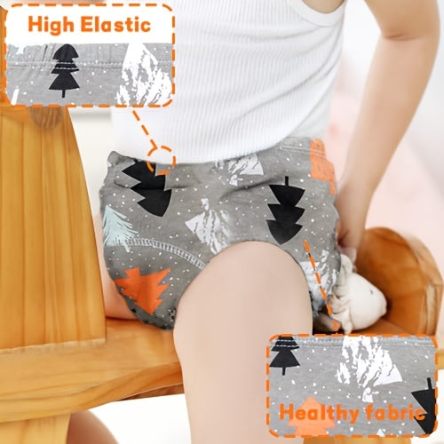 12pcs Baby Training Pants, 100% Cotton, Breathable, Durable, Absorbent Leak-proof Diapers for Toilet Training, Cute Animal Prints, Comfortable Elastic Waistband, Great for Christmas, Halloween, Thanksgiving, Easter, New Year's Gift, 0-3 Years Old