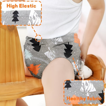 12pcs Baby Training Pants, 100% Cotton, Breathable, Durable, Absorbent Leak-proof Diapers for Toilet Training, Cute Animal Prints, Comfortable Elastic Waistband, Great for Christmas, Halloween, Thanksgiving, Easter, New Year's Gift, 0-3 Years Old