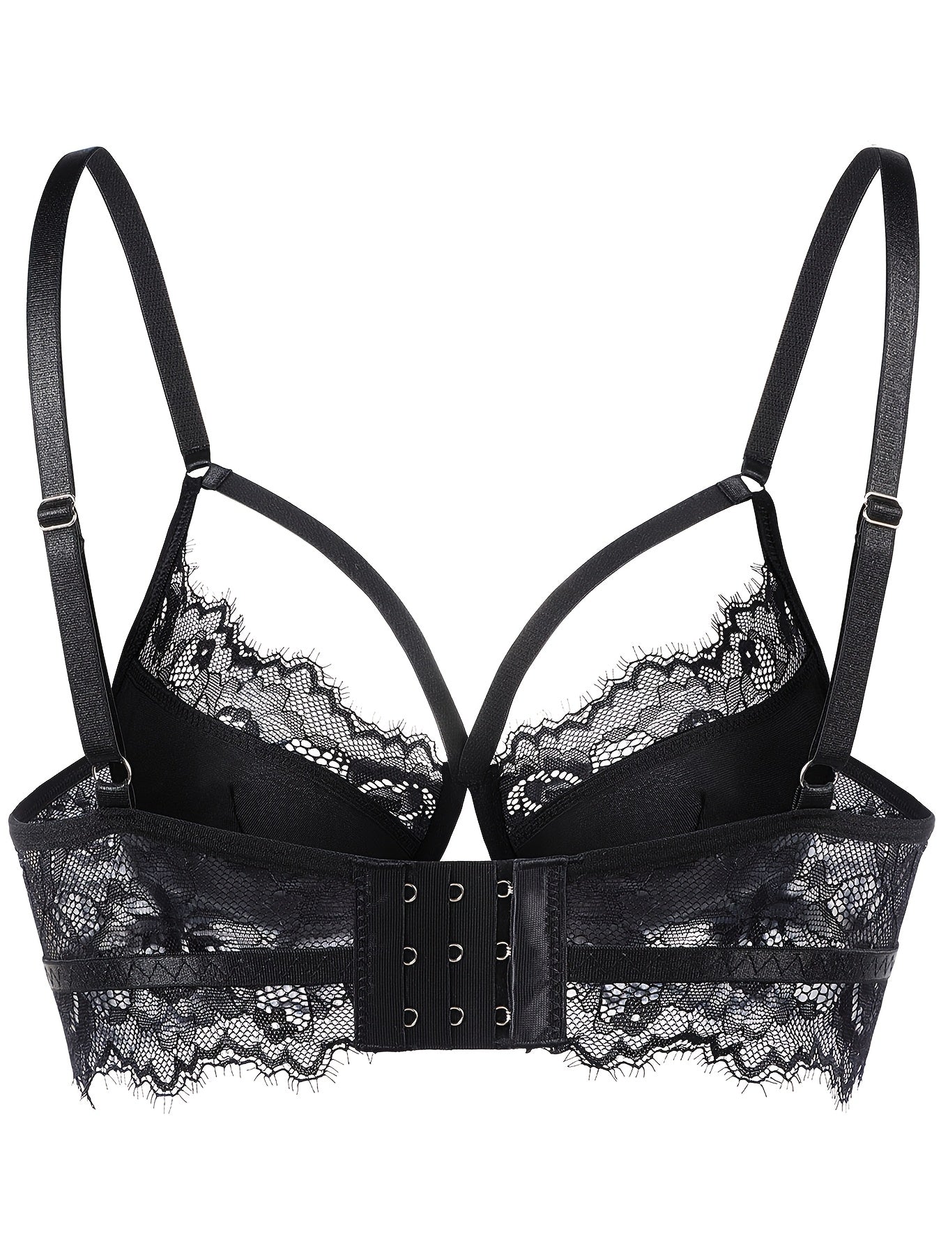Elegant Women's Lace Gathering Bra Fashion Cross Strap Hollow Out Design Casual Daily Bra