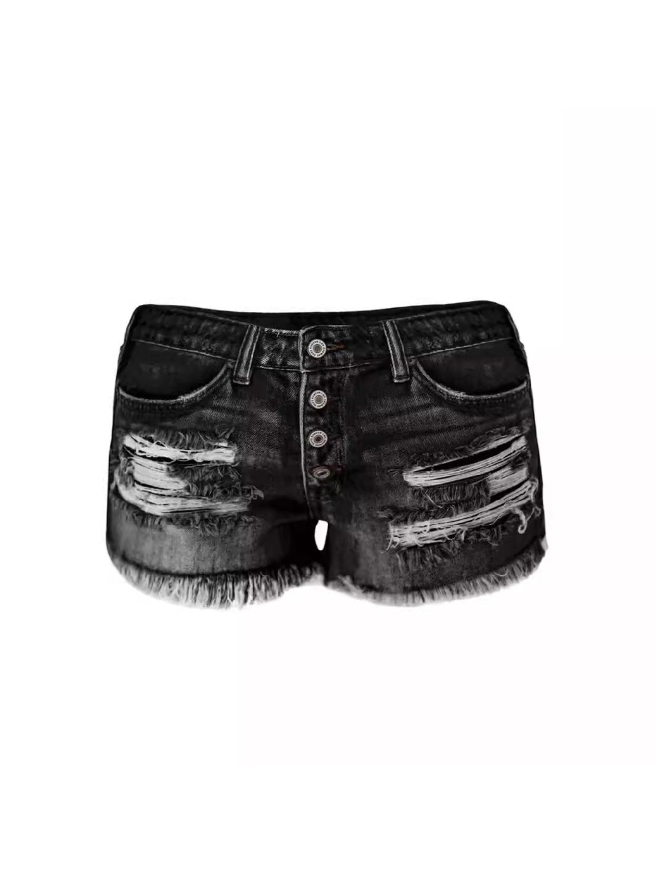 Women's Blue Denim High-Waist Denim Shorts - product view 12