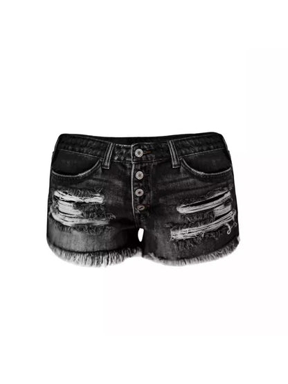 Women's Blue Denim High-Waist Denim Shorts - product view 12
