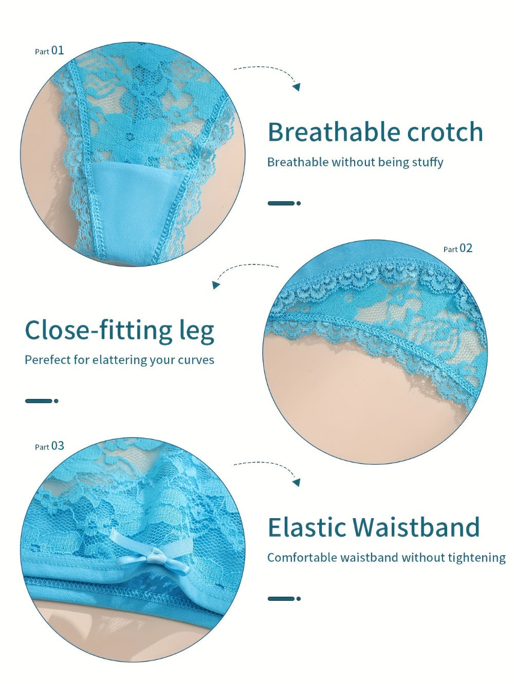 Women's 4-Pack Thongs - Lace Everyday Comfort