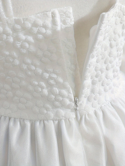 Girls' Clothing, School Season Gifts, Cute Girls' Dresses, Summer Lightweight Net-sheen Dresses, Bow Decoration Dresses, Versatile Fashionable High-end Style, Suitable for Parties And Wedding Seasons, Girls' Princess Dresses, Valentine's Day Gifts