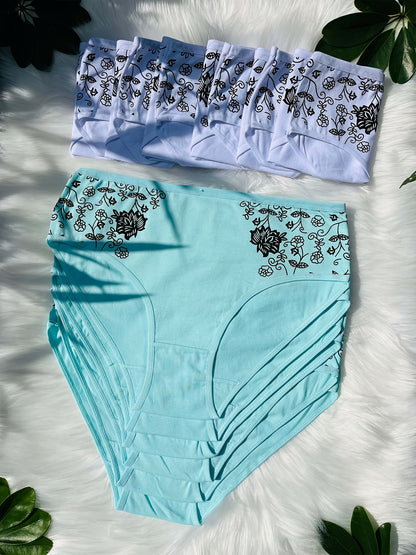 12pcs Set of Mid-Rise Pure Printed Women's Shapewear Panties, Breathable, Sexy, and Comfortable (Random Delivery)