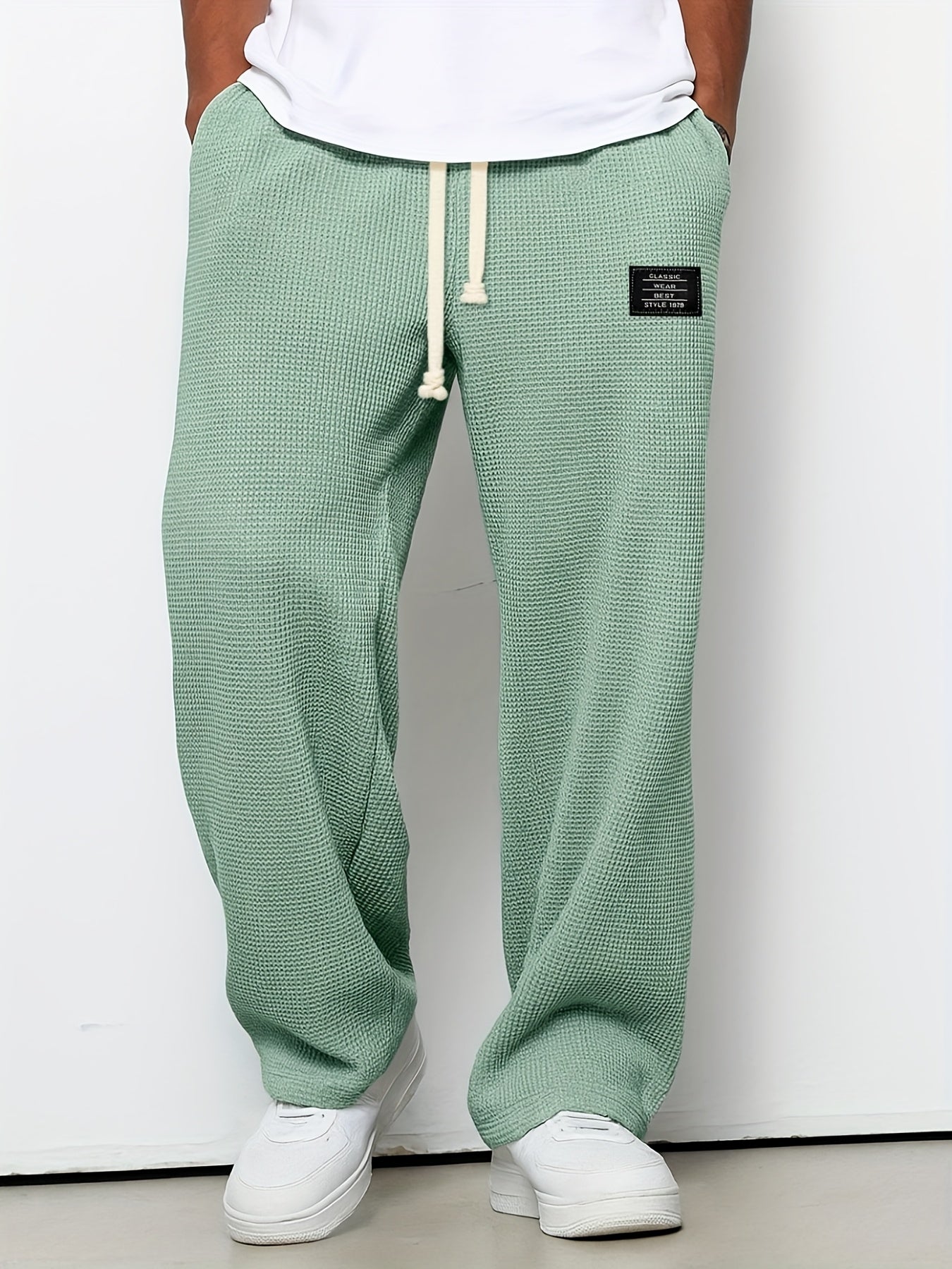 Men's Loose-Fit Wide-Leg & Straight-Leg Sweatpants - Elastic Straight-Leg Trousers with Wide Base, Adjustable Waist, Solid Color Casual Pants Suitable for Spring/Autumn, Machine Washable for Gym,, Casual Attire