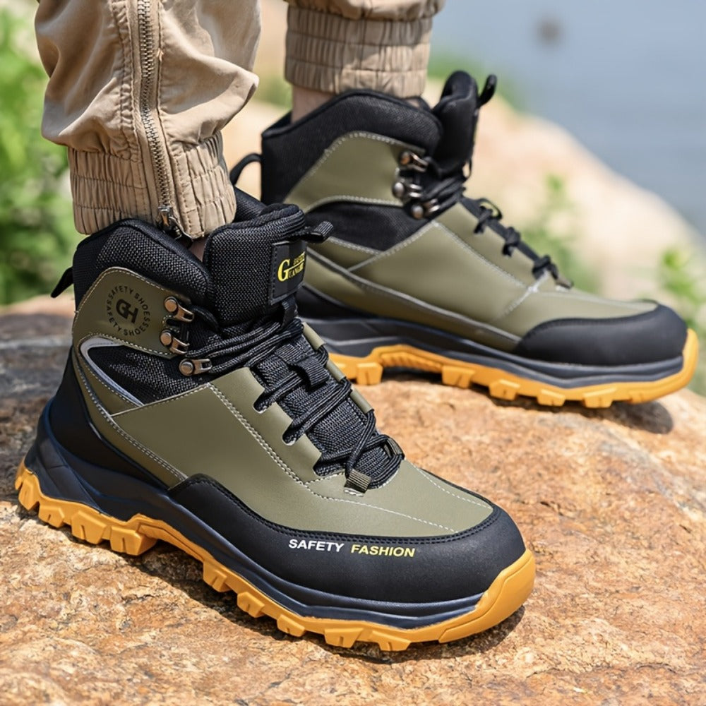 Men's Lace-Up Work-Style Shoes - Reinforced Toe and Rubber Sole