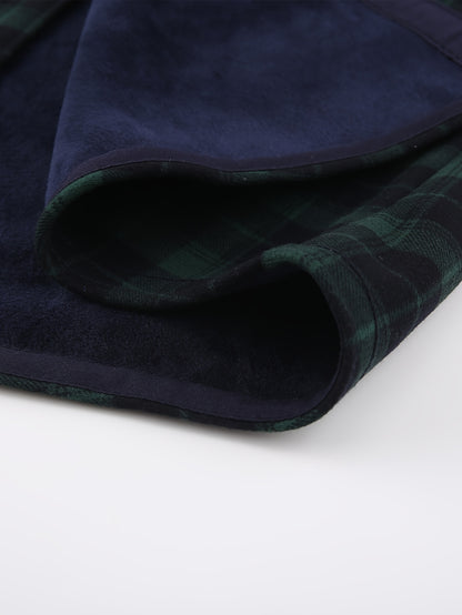 Men's Winter Flannel Plaid Shirt - Thick Warm Fleece-Lined Long Sleeve with Dual Chest Pockets, Casual Button-Up Collar for Cold Weather, Wrinkle-Resistant Soft Plaid Pattern in Navy/Red, Winter Clothes for Men, Mens Winter Clothes