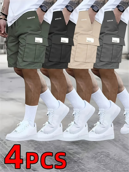 2026 Men's shorts casual loose shorts perfect choice large pocket workwear shorts summer workwear shorts Men's five quarter pants trendy straight leg casual five quarter shorts couple basketball pants 4pcs set for Game Day Fan Gear Football All Fans