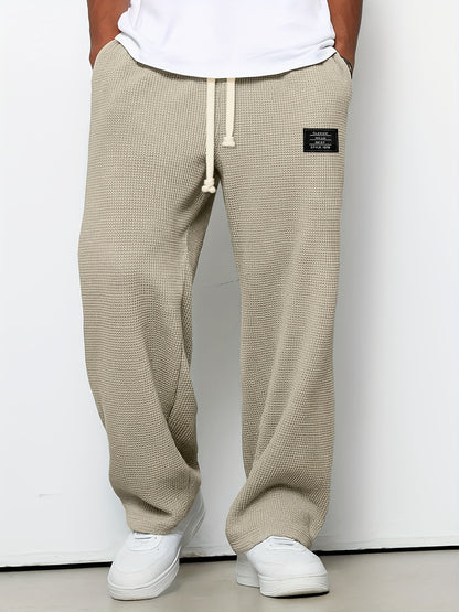 Men's Loose-Fit Wide-Leg & Straight-Leg Sweatpants - Elastic Straight-Leg Trousers with Wide Base, Adjustable Waist, Solid Color Casual Pants Suitable for Spring/Autumn, Machine Washable for Gym,, Casual Attire