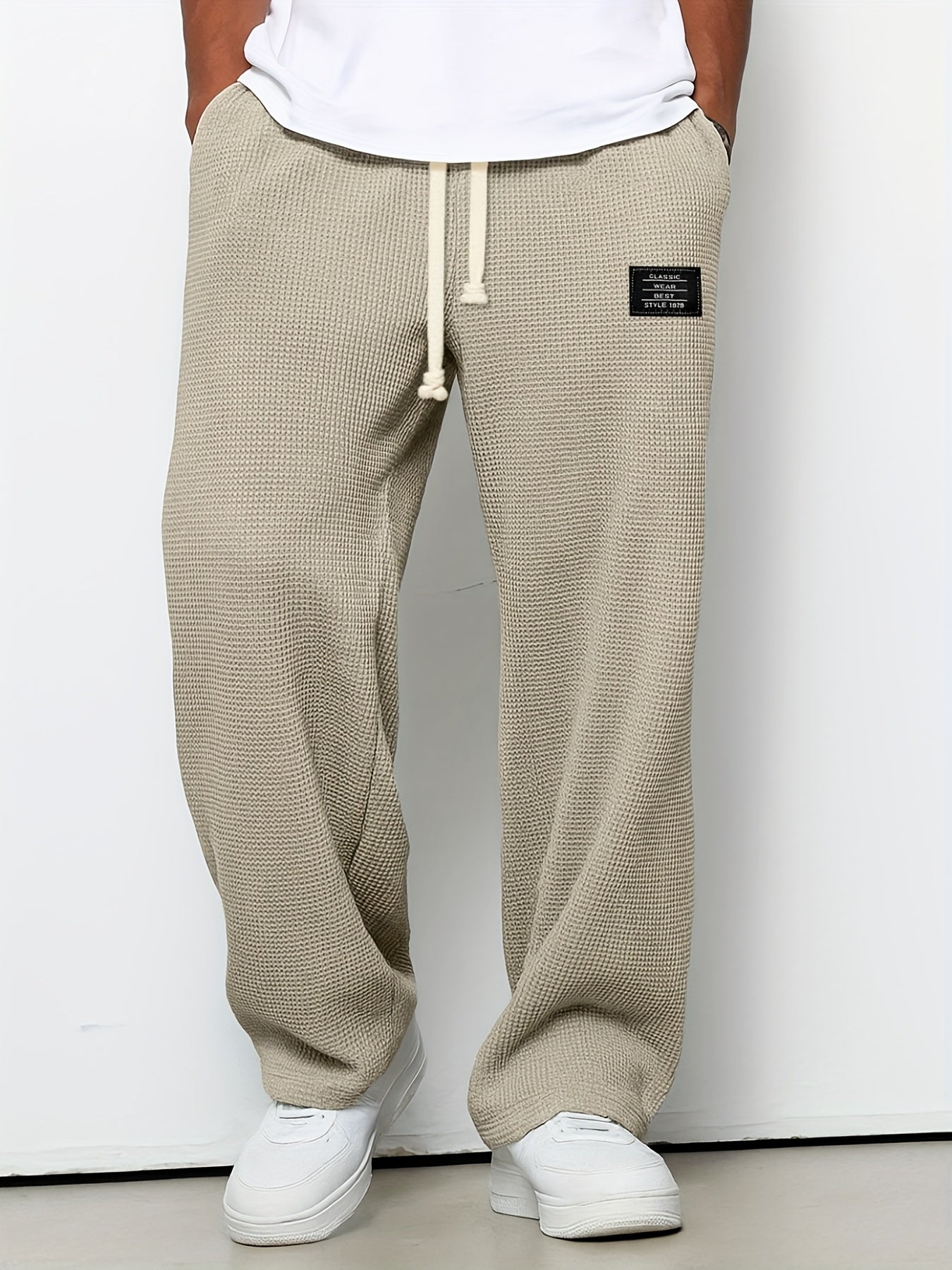Men'S Fashion Brands Loose Drooping Straight Sweatpants, Wide Leg Casual Exercise Trousers