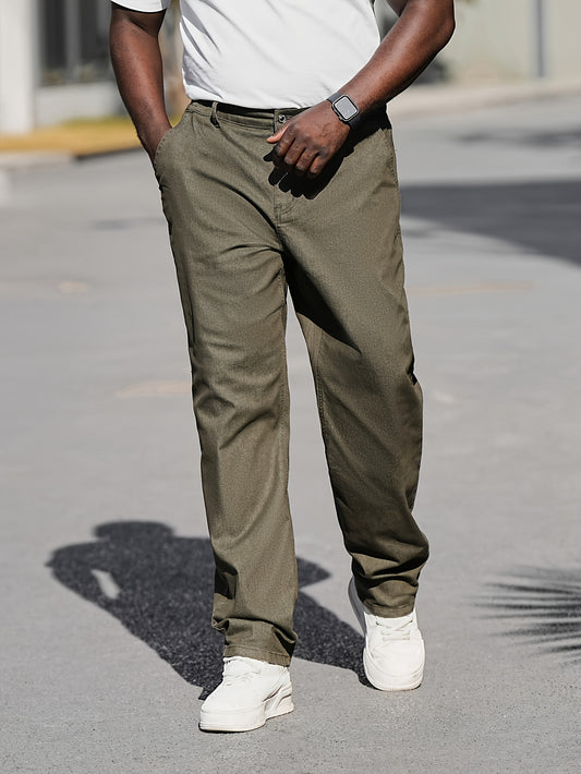 Men's Elastic Waist Straight-Leg Jeans - Comfortable Casual Pants for Spring/Summer/Fall - Machine Washable - Regular Fit - Solid Color - #TD7338, Everyday Jeans | Relaxed Fit Pants, PLUS SIZE