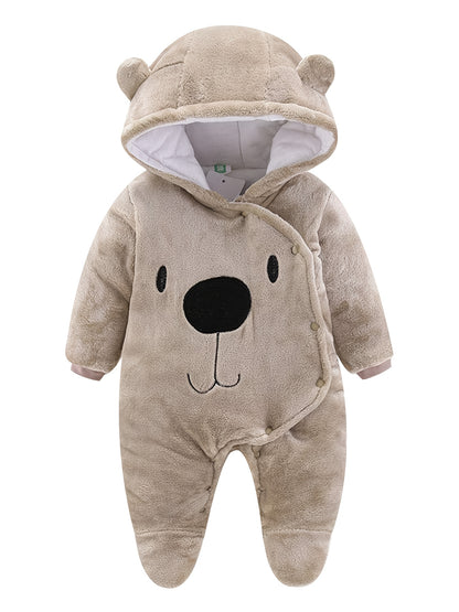 Baby Newborn Snowsuit Winter Hooded Footie Fleece Jumpsuit for Infant Girls Boys, for Outdoor