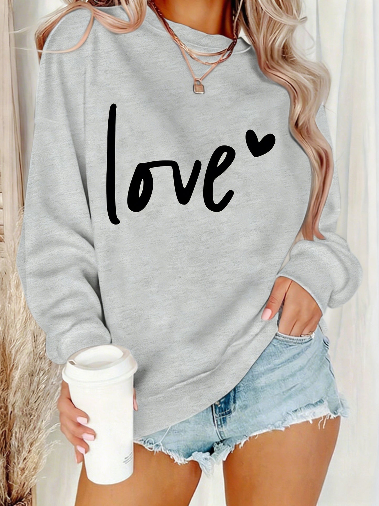 Women'S Casual Fashion Sweatshirt, Suitable for Autumn And Winter, Comfortable And Soft, Letter Pattern