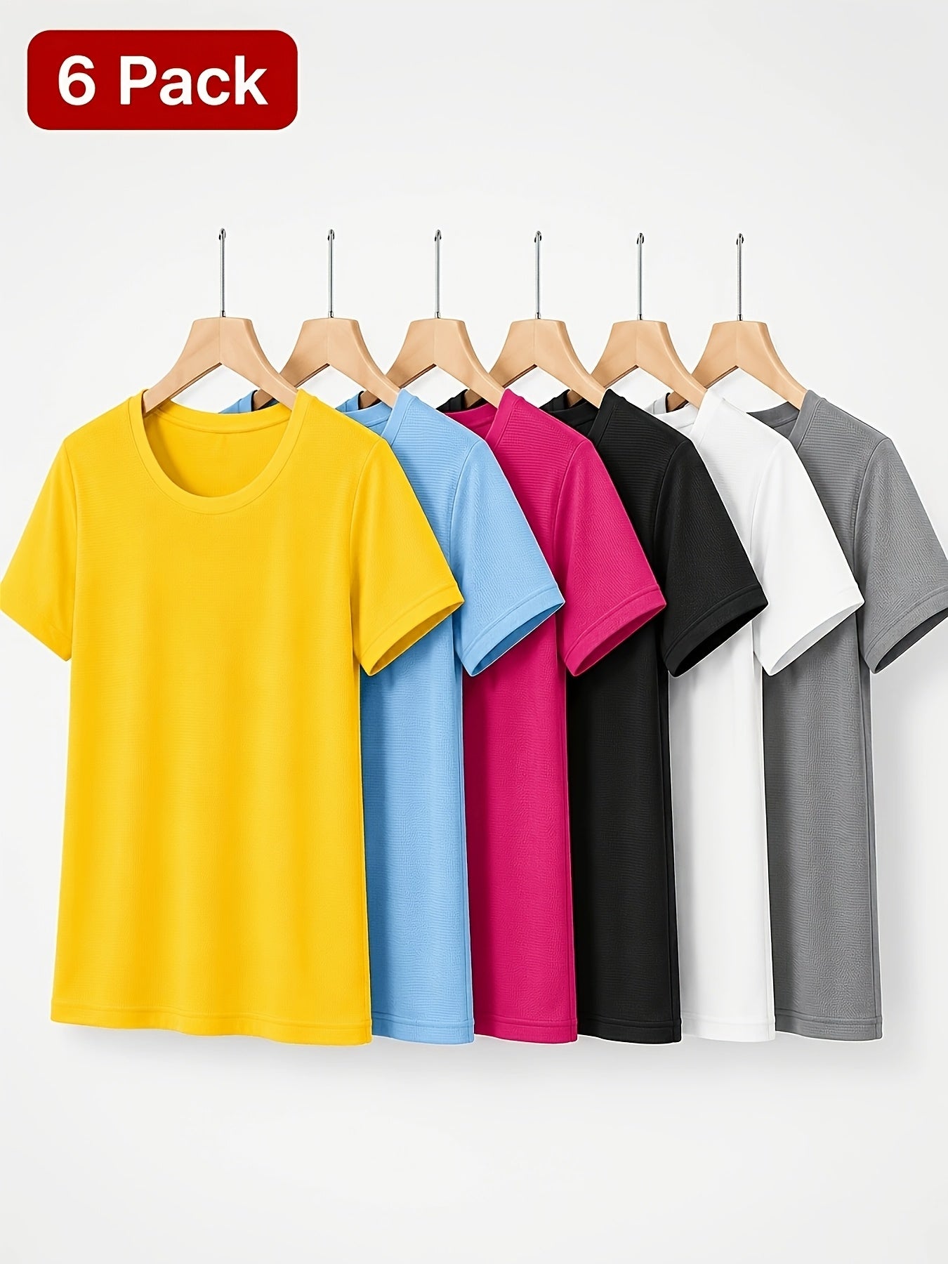 Women'S 6-Pack Performance T-Shirts - Breathable, Moisture-Wicking, and Skin-Friendly for, Outdoor, and Everyday Comfort