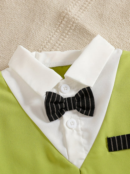 Baby Clothing, Baby Products, Baby Spring And Autumn Suits, Wedding And Birthday Party Gifts, Suits, Fake Two-Piece Long Sleeved Tops And Pants, Children'S Gentleman Suits, School Season Hot Items, Baby Boy Birthday Gifts, Valentine'S Day Gifts