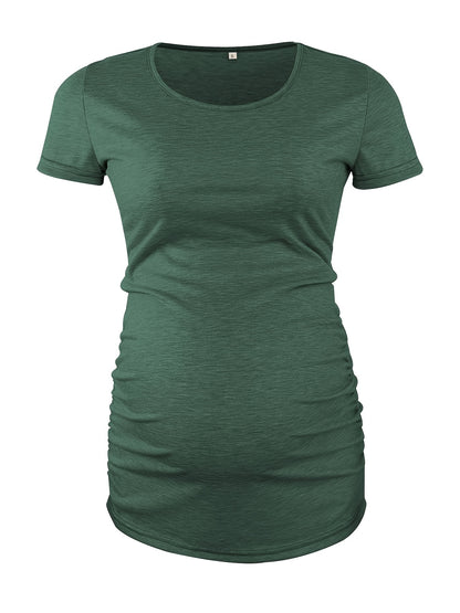 Women's Maternity Classic Side Ruched T-Shirt Tops Mama Pregnancy Clothes