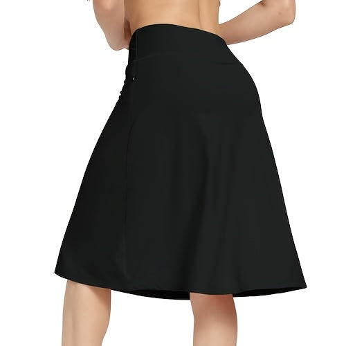 Scacto Women's Office-Ready Midi Skirt - Built-In Shorts, Hidden Drawstring, Zippered Pockets, Business Casual Faldas De Mujer Skorts for Women with Pockets Skorts for Women