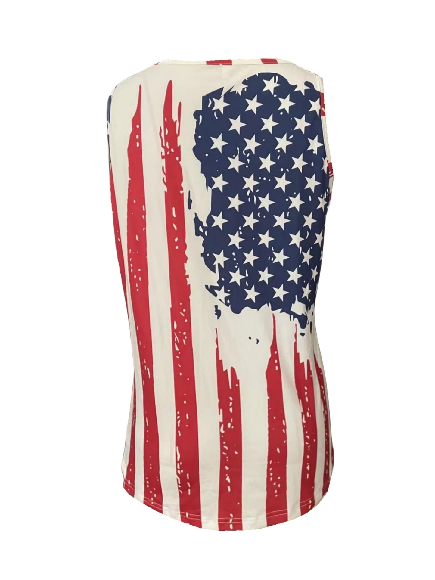 Sleeveless V-Neck Tank Top with American Flag Design, Perfect for Casual Summer Wear, Women'S Apparel.