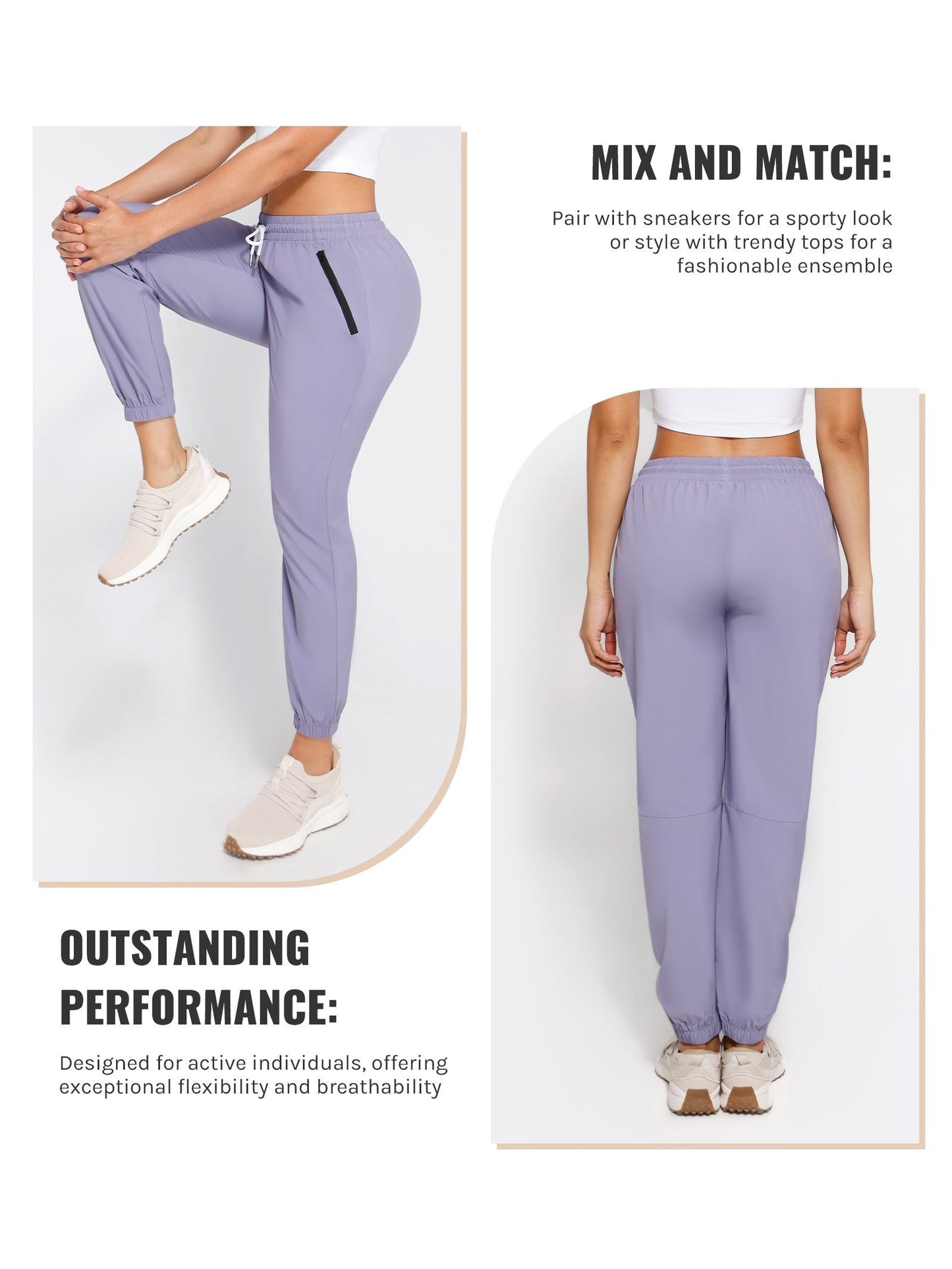 [Three Colors Available]1pc Womens Golf Pants Quick Dry Ultra Light Stretch Pockets Soft Workout Pants for Travel with Inside Drawstrings