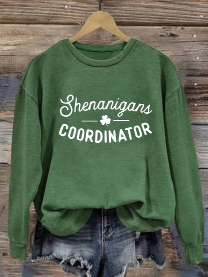 Directional Clover Letter Fashion Print Women'S Pullover Crew Neck Sweatshirt