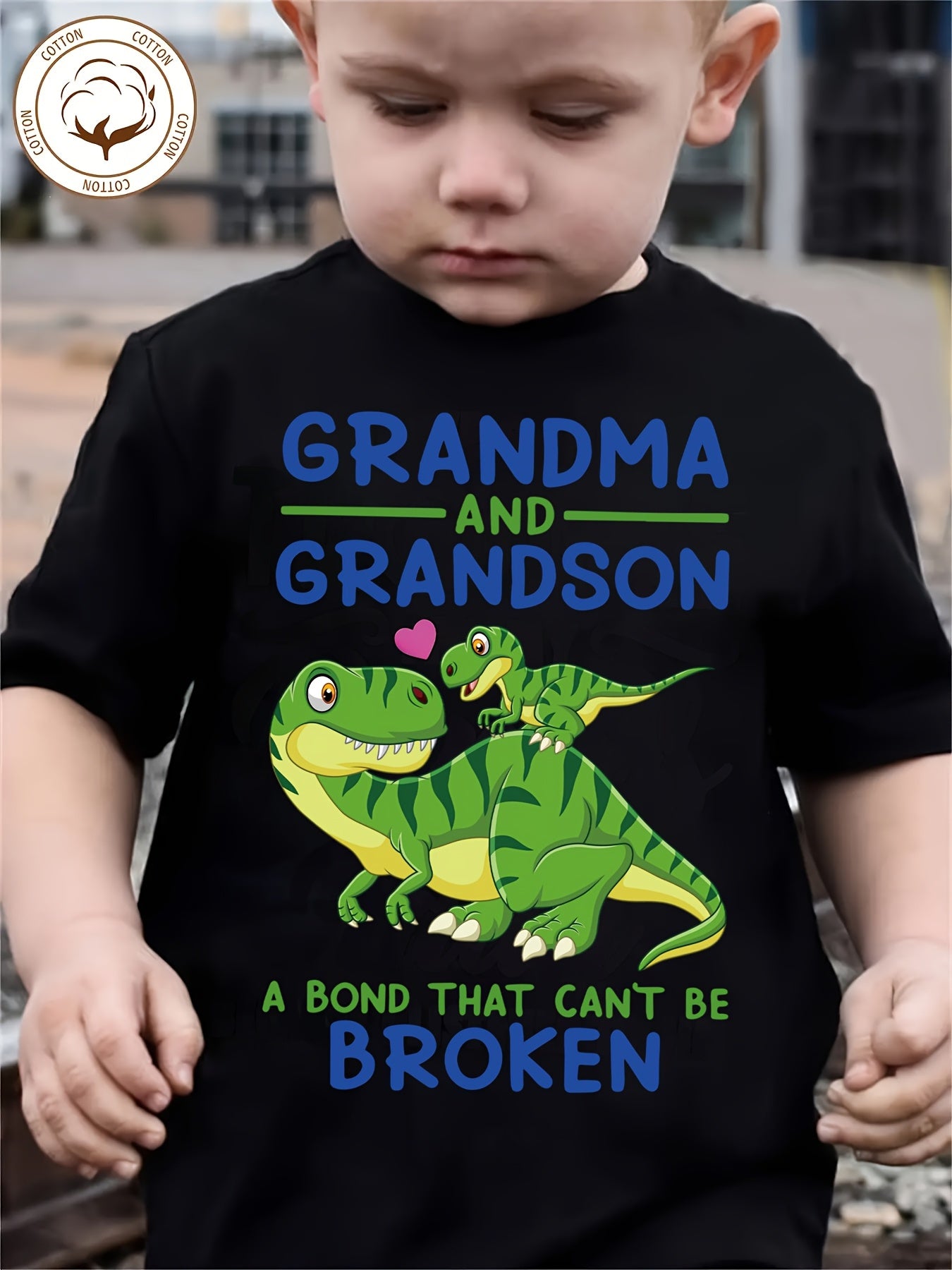Boys Cotton T-shirt"GRANDMA AND GRANDSON.."Print for Comfortable And Casual Round Neck Short Sleeves