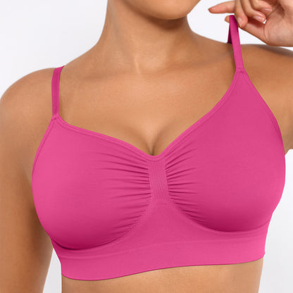 Plus Breathable High-Stretch Sports Bra with Pads - Wireless Mesh Women's Seamless Yoga & Running Top - Solid Color Activewear