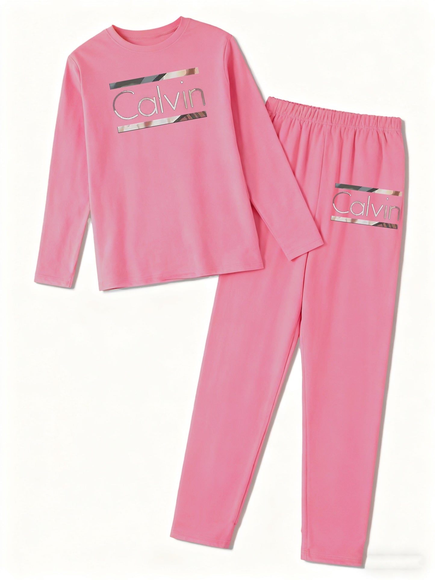 Women'S All-Season Casual Two-Piece Set - Oversized Round Neck Sweatshirt & Wide-Leg Pants with Letter Print, Soft Round-Neck Long Sleeve Outfit in /, Comfortable Casual Attire for Work, Semi-Formal Events & Everyday Outfits - Easy-Care Fabric