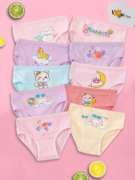 8pcs VIFINE Girls' Cotton Briefs - Soft, Breathable Cartoon Panties for Youngsters & Youngsters, Cute Unicorn & Floral Designs, Pastel Colors, 95% Cotton, Hand Wash Only, Youngsters's Briefs | Vibrant Youngsters Briefs | Breathable Cotton