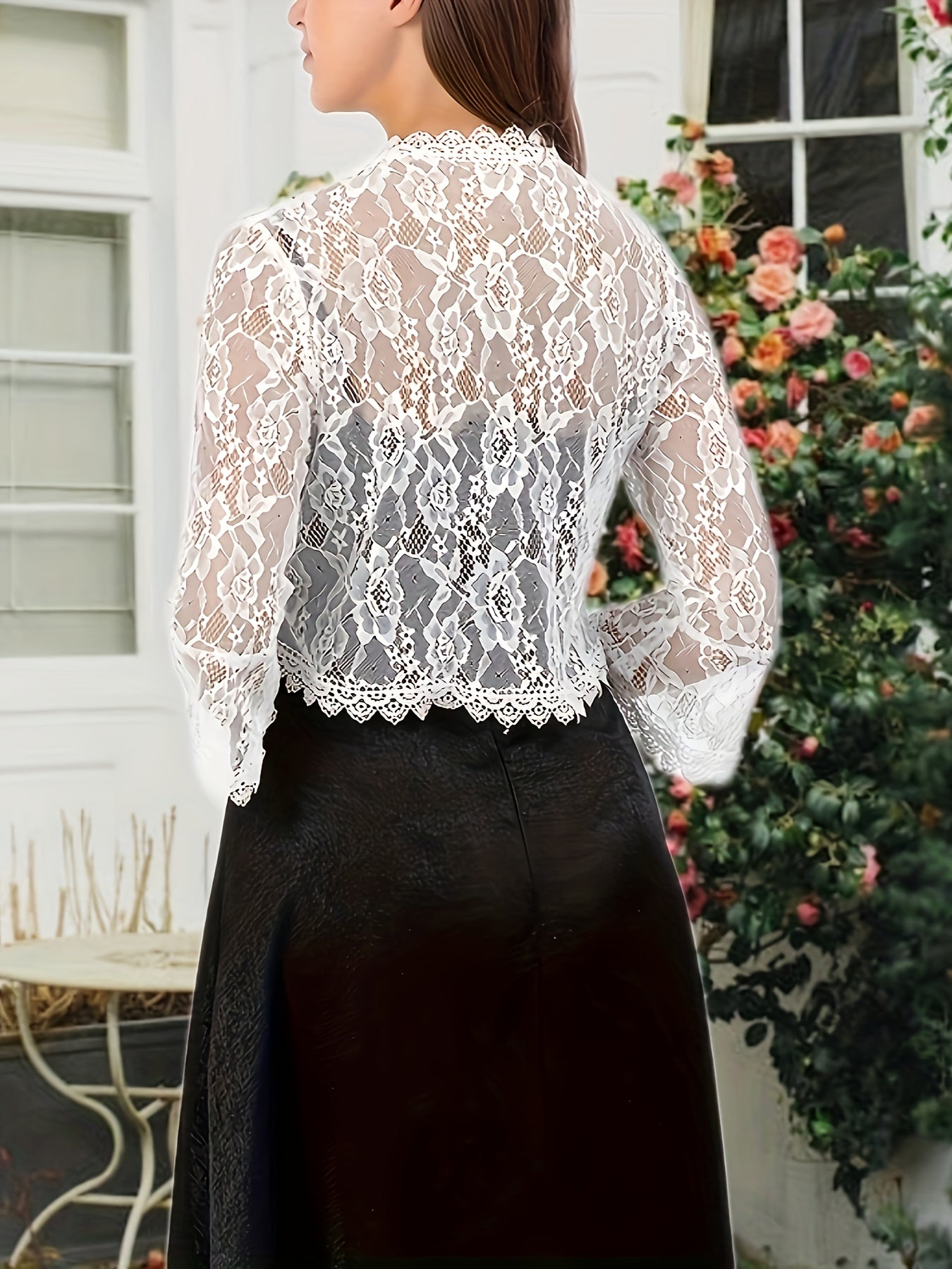 Women's Elegant Lace Cardigan - Semi-Sheer Floral Wedding shawl, Lightweight Bridal Shawl for Bridesmaids, Half-Sleeve Open Front Closure, Formal Party Wrap in, Perfect for Weddings, Proms, Galas - Bridal Party Accessory, Semitransparent Fabric, Prom Acce
