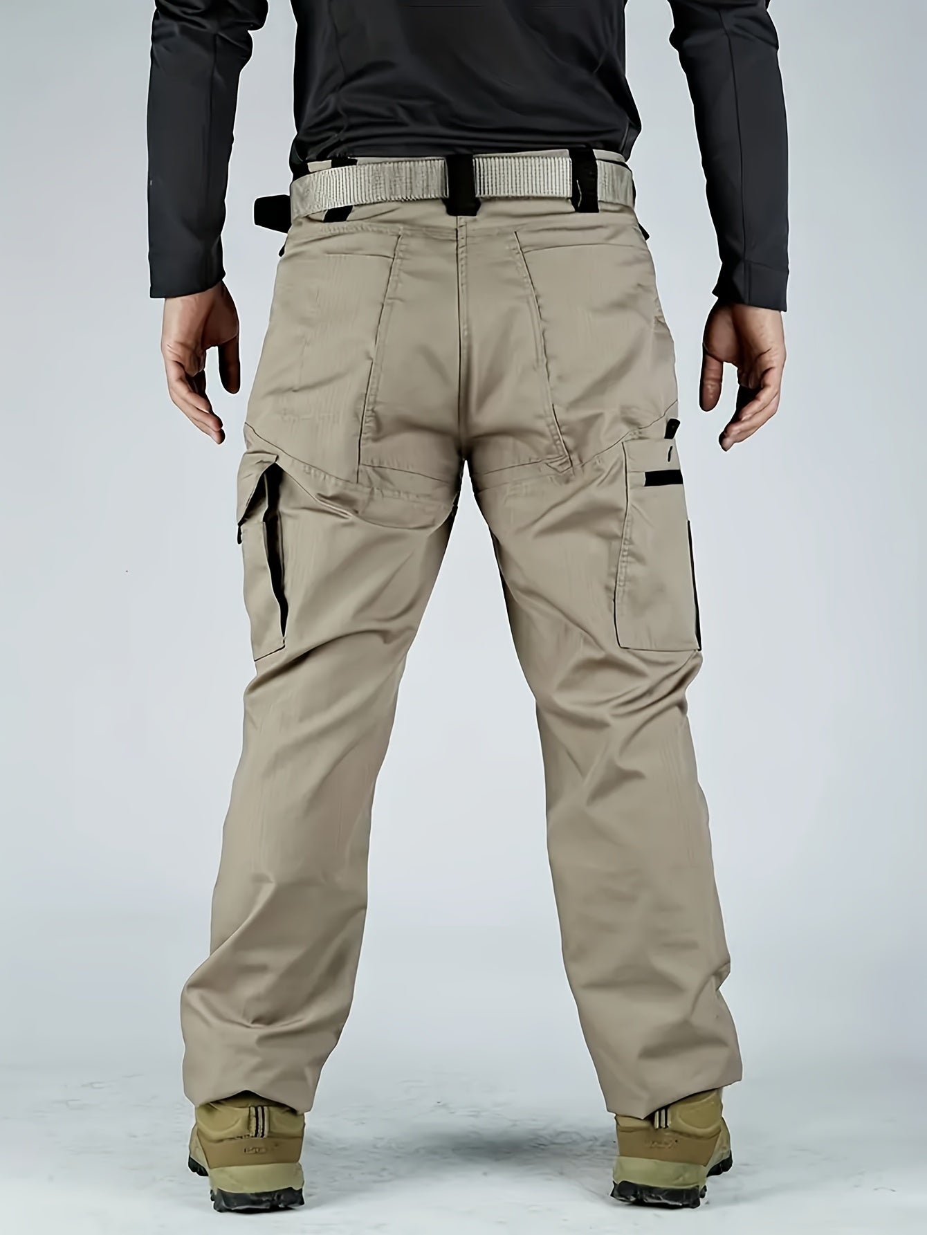 2pcs Men'S Tactical Pants - Heavy-Duty, Adjustable Belt & Multi-Pocket Design, Durable Outdoor Pants For Hiking, Hunting, Climbing, Casual Wear