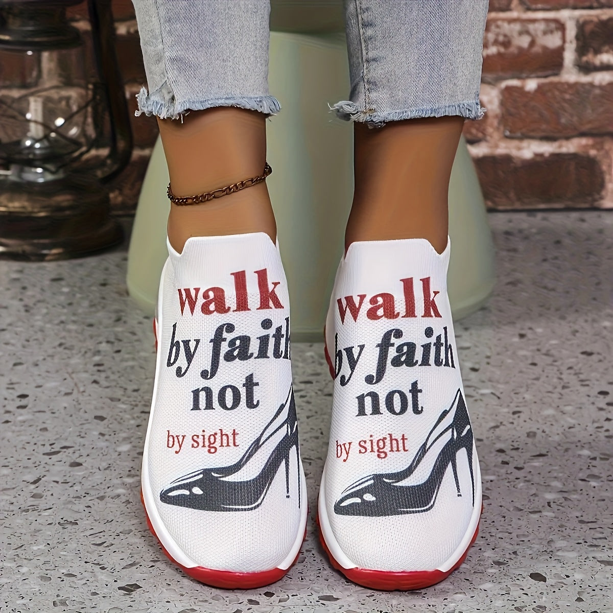 Women's Knitted Printed Air-Cushioned Casual Sports Shoes, Women Shoes, Sneakers
