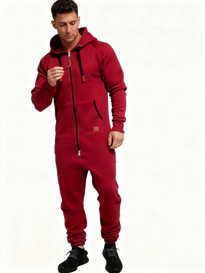Autumn And Winter New Men's Hooded Jumpsuit, Pure Color Matching Fashionable Casual Jumpsuit, Coveralls, Essential for Home And Out, Is A Good Gift for People, Enjoy Discounts