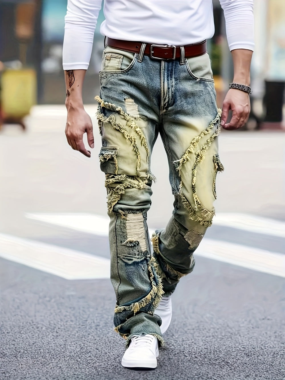 Men's Slim Fit Jeans - Classic Wash Embroidered