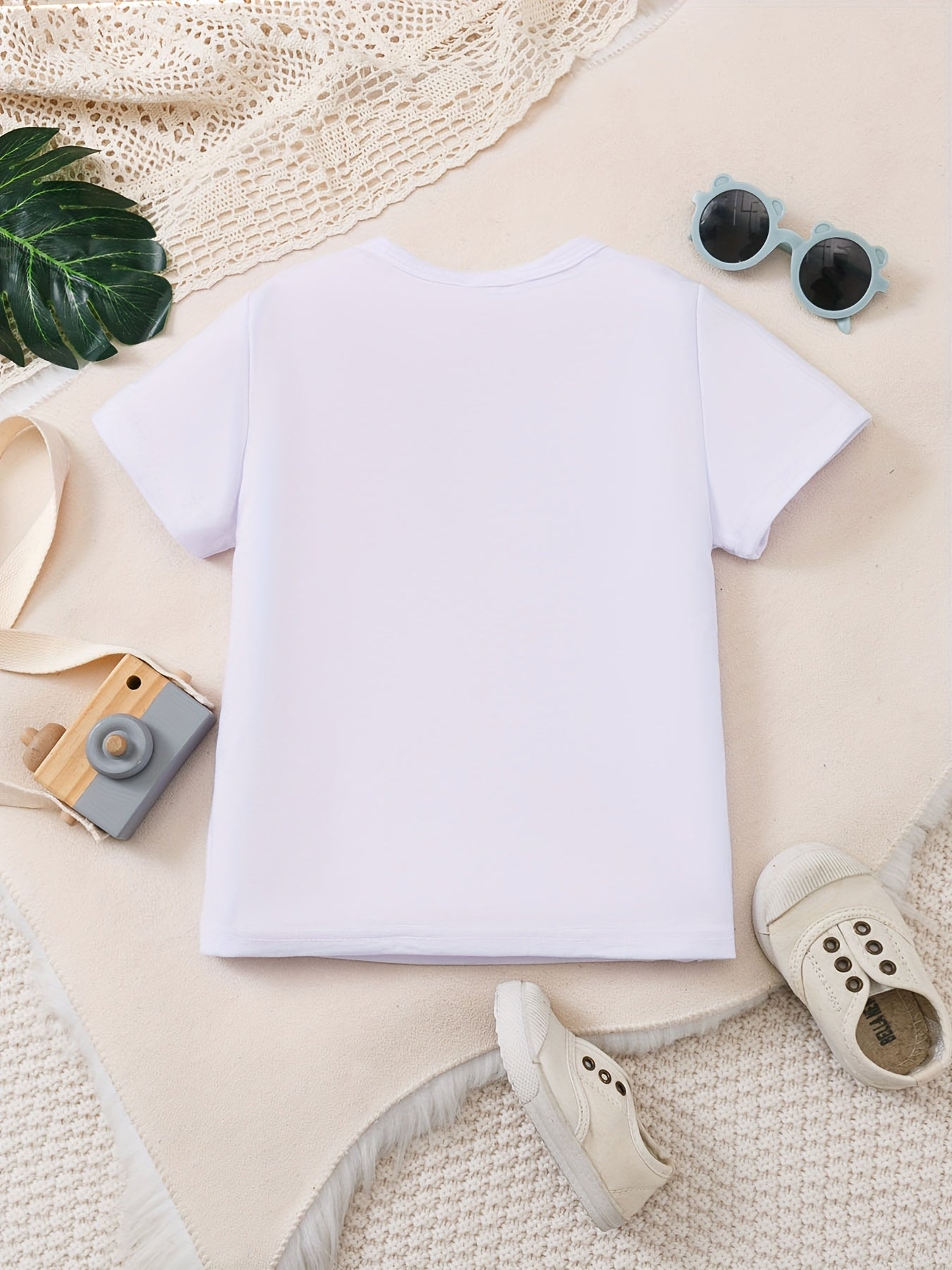 [Custom Product] Boys' T-Shirt with Name Customization, Cute Dinosaur Pattern Print, Simple Trendy Round Neck Outdoor Short Sleeve Homewear Top Gift